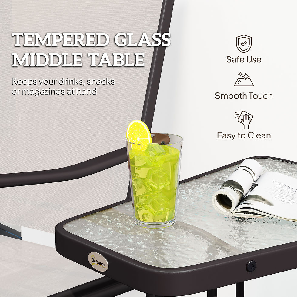 Thumbnail: Outsunny Gliding Jack and Jill Seat, with Glass-Top Table - Brown/Beige