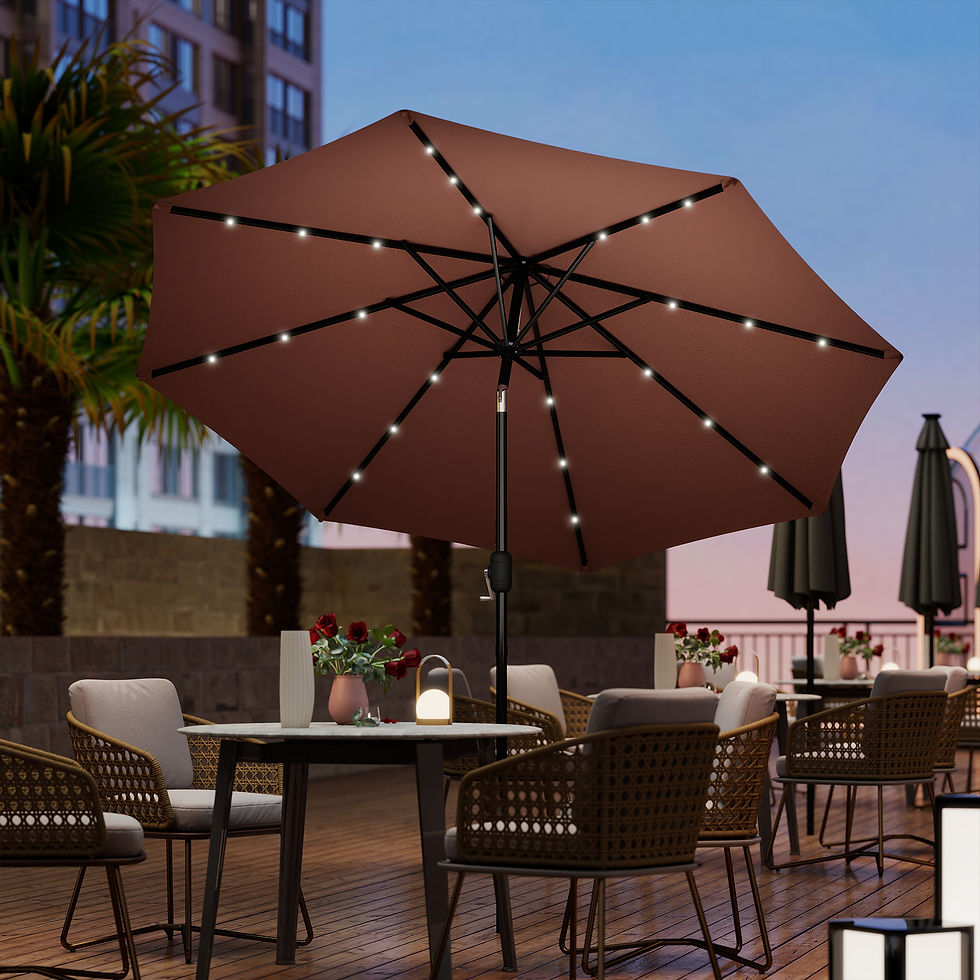 Thumbnail: Φ2.7m Garden 24 LED Light Parasol Solar Outdoor Tilt Sun Umbrella Patio Club Par