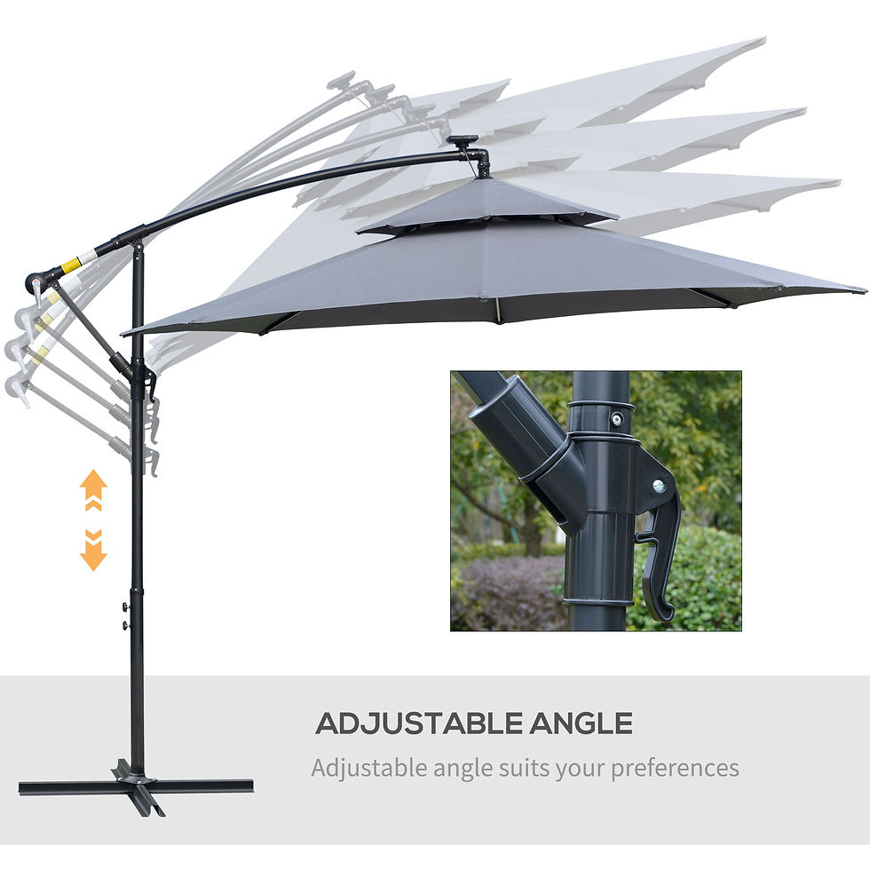 Thumbnail: Outsunny 3m LED Light Overhanging Parasol - Grey