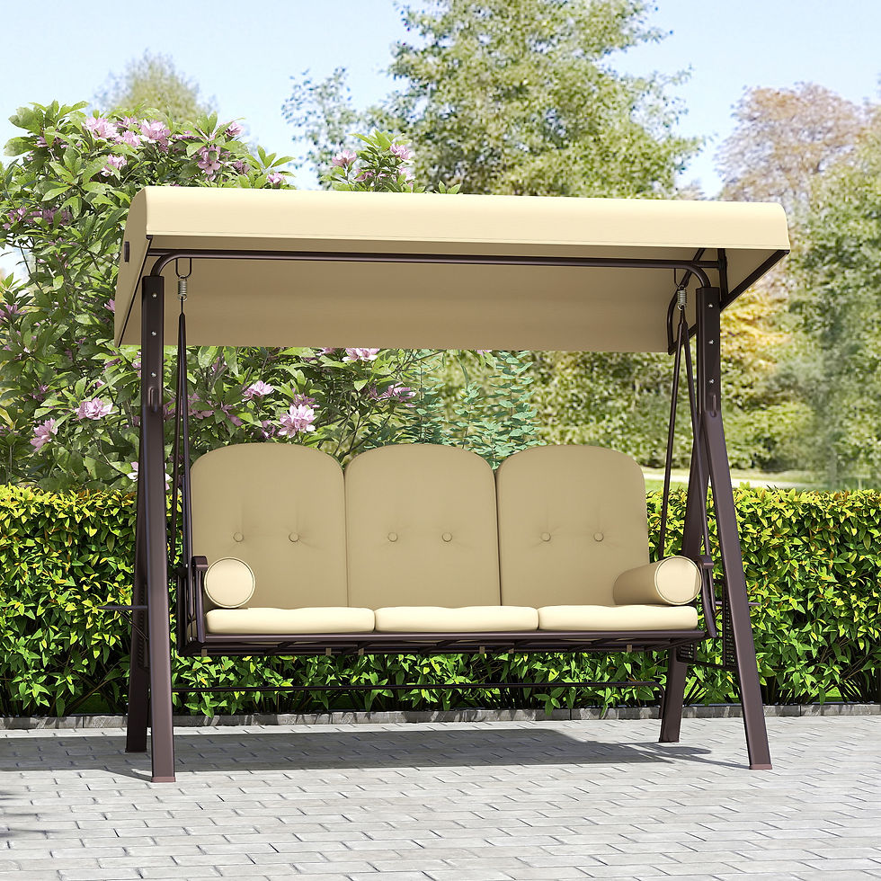Thumbnail: Outsunny Three-Seater Garden Swing Chair - Brown