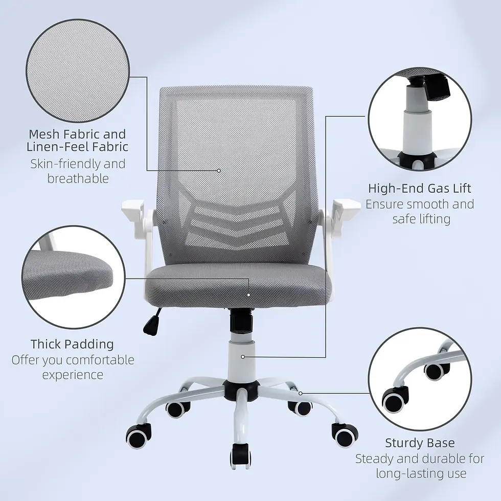 Thumbnail: Vinsetto Office Chair, Ergonomic Desk Chair, Executive Computer Chair- Grey
