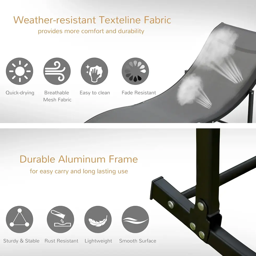 Thumbnail: Set of 2 S-shaped Foldable Lounge Chair Sun Lounger Reclining Outdoor Chair