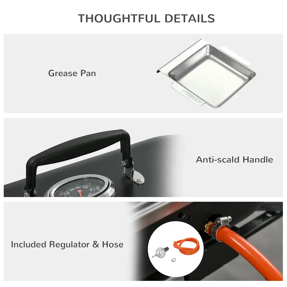 Thumbnail: Outsunny Foldable Gas BBQ Grill 2 Burner Table Top Barbecue w Lid Piezo ignition