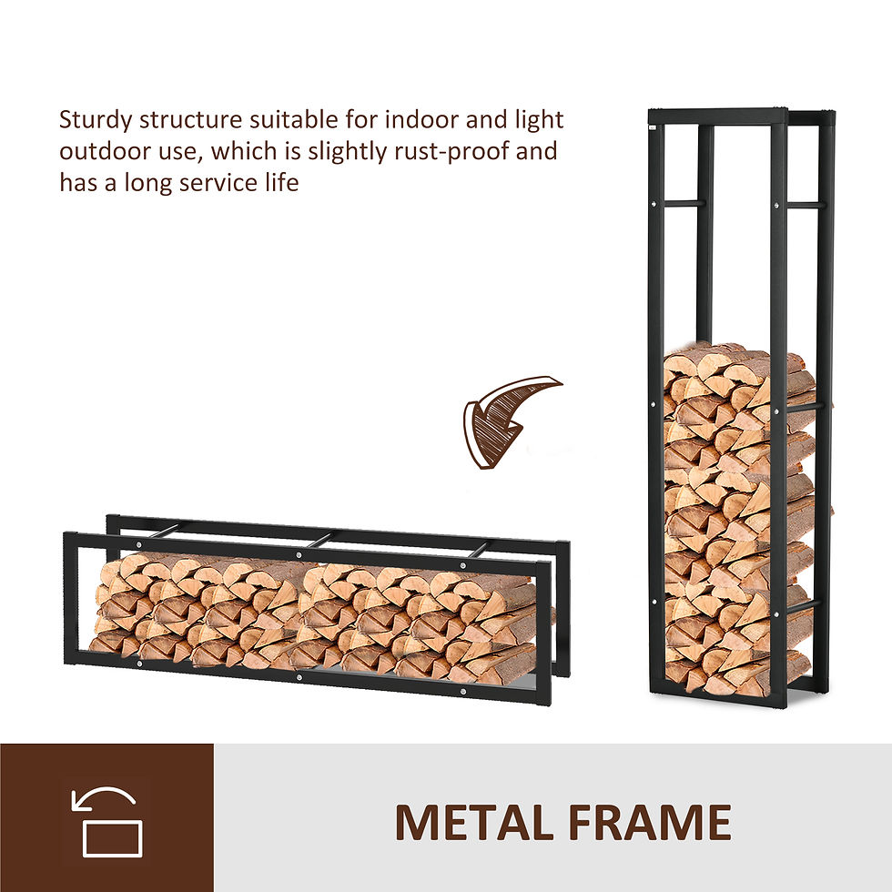 Thumbnail: Metal Firewood Log Holder Tall Firewood Rack Indoor Outdoor Fireplace Wood Stora
