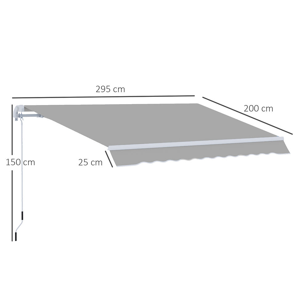 Thumbnail: Awning Canopy Manual Retractable Porch Sun Shade Shelter 3 x 2m Light Grey