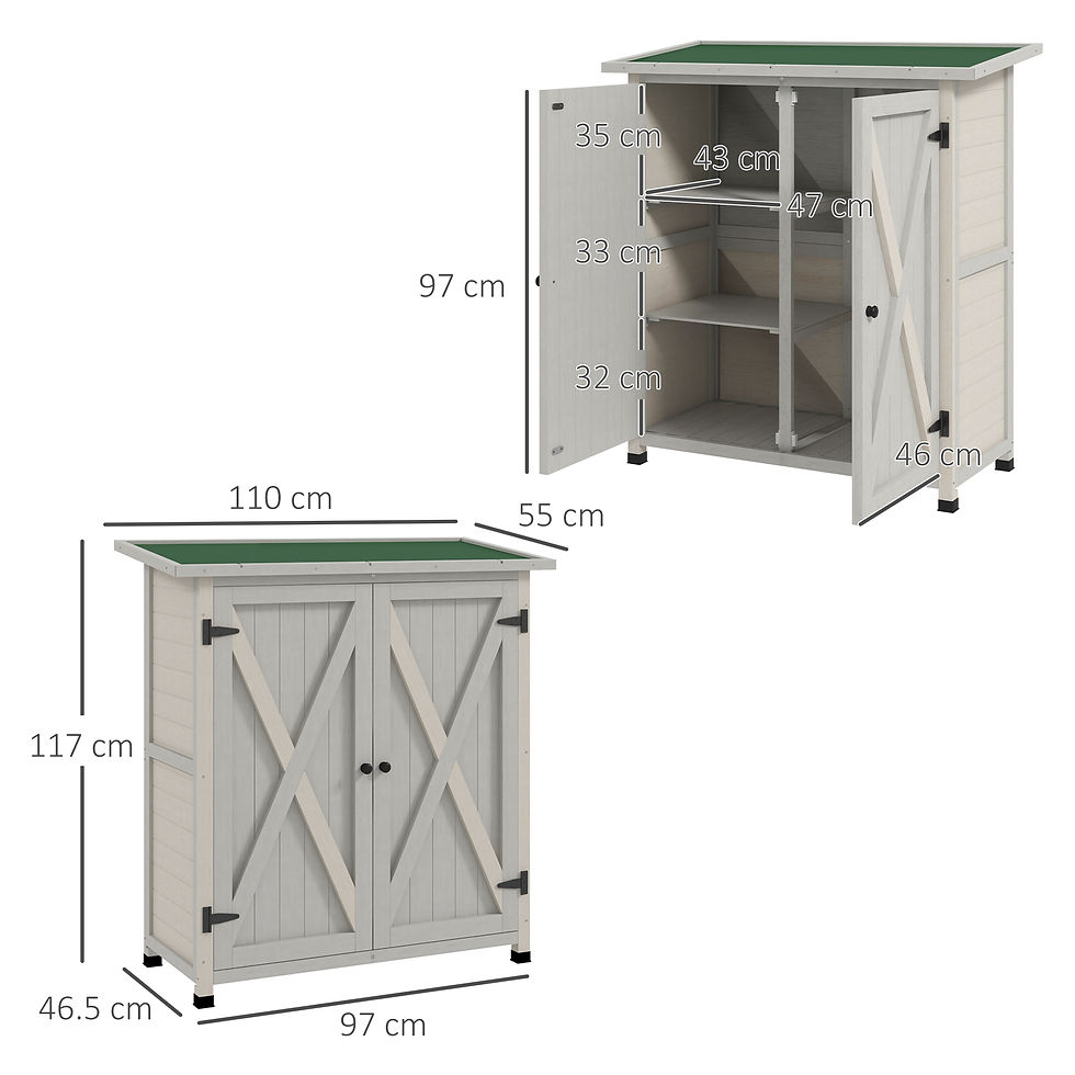 Thumbnail: Outsunny 46.5 x 97cm Compact Wooden Storage Shed - Light Grey