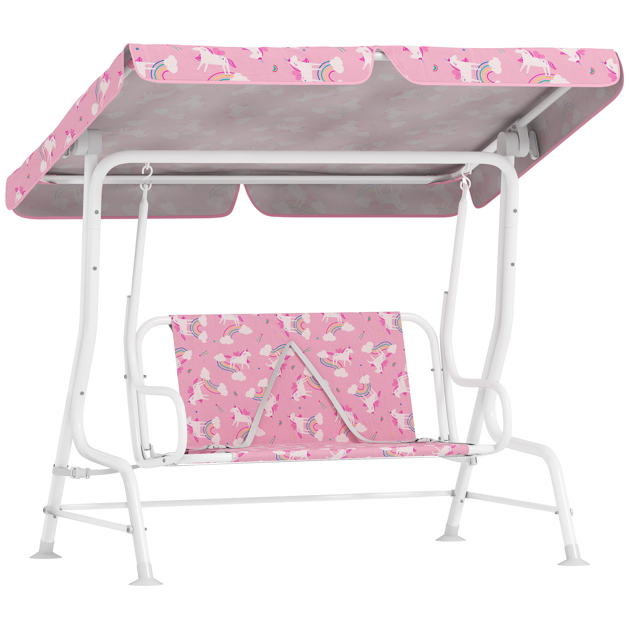 Kids Porch Swing, 2-Seater Patio Swing Bench Hammock with Seat Belts, Adjustable