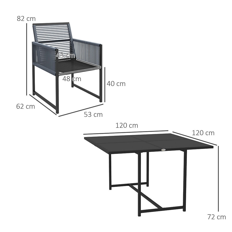 Thumbnail: Outsunny Five-Piece Metal Dining Set, with Folding Back Chairs, Dark Grey