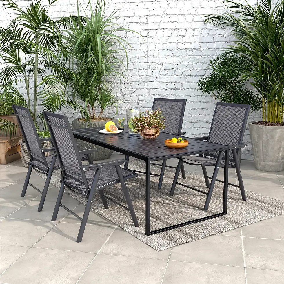 Thumbnail: Outsunny Set of 4 Folding Garden Chairs, Metal Frame Garden Chairs Outdoor Patio