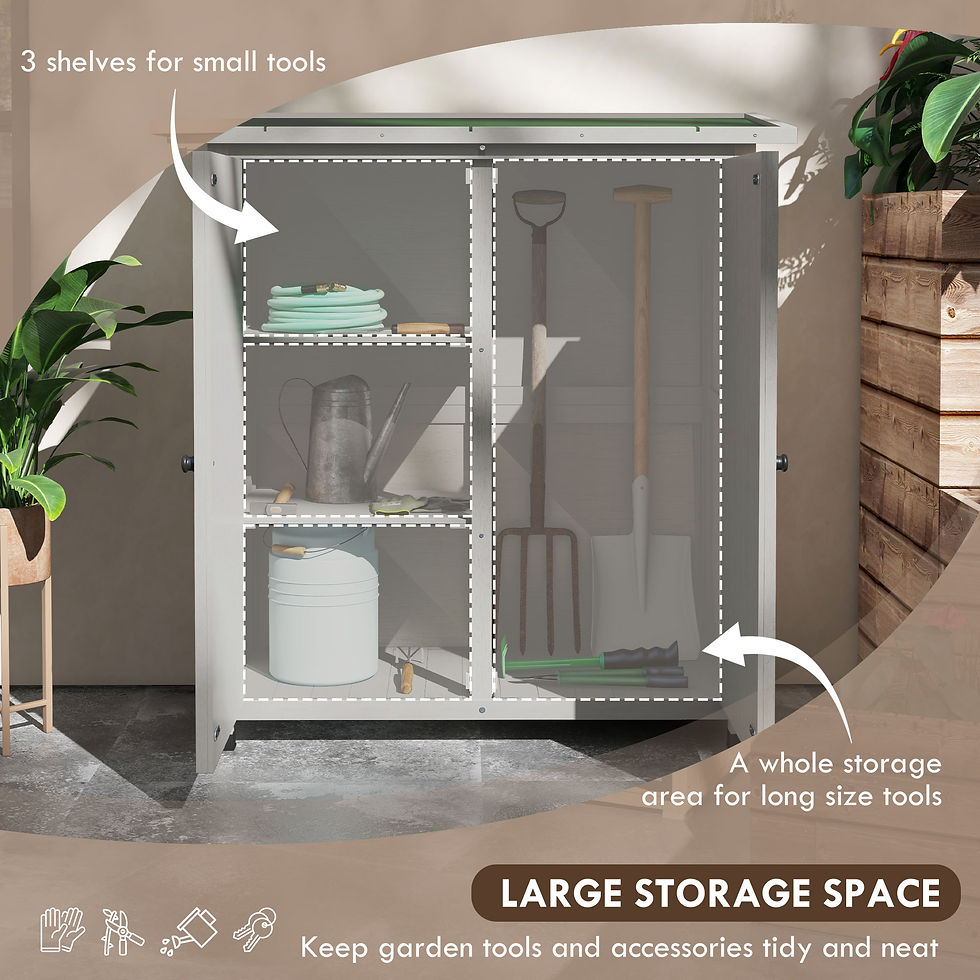 Thumbnail: Outsunny 46.5 x 97cm Compact Wooden Storage Shed - Light Grey