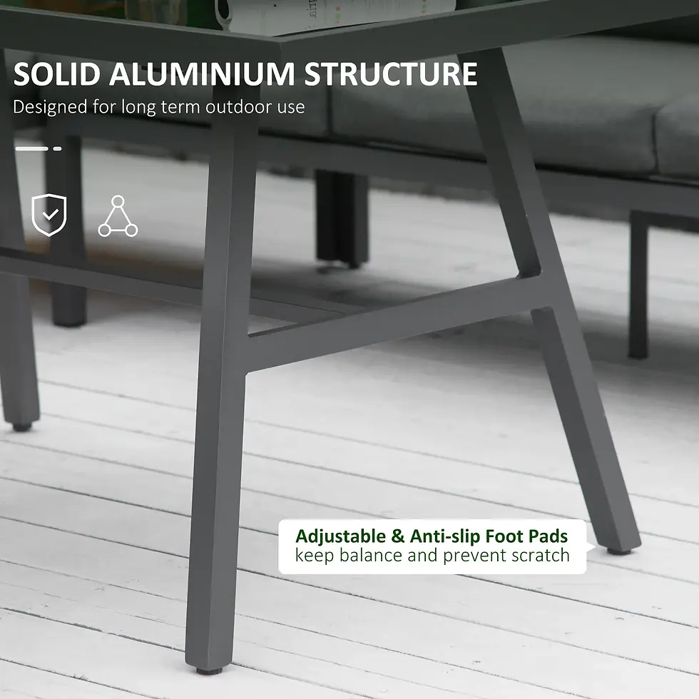 Thumbnail: Outsunny 4 Piece L-shaped Garden Furniture Set 8-Seater Aluminium Outdoor Dining