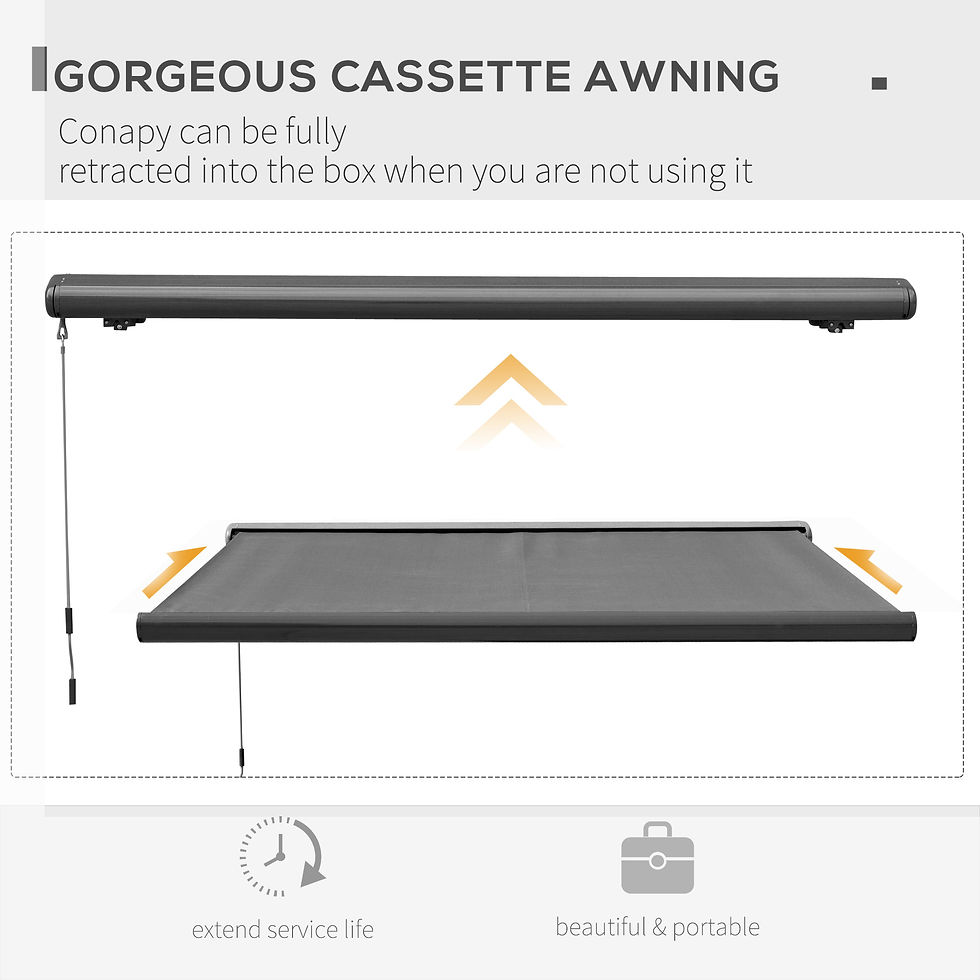 Thumbnail: 3 x 2.5m Electric Awning with Remote Controller, Aluminium Frame DIY Retractable