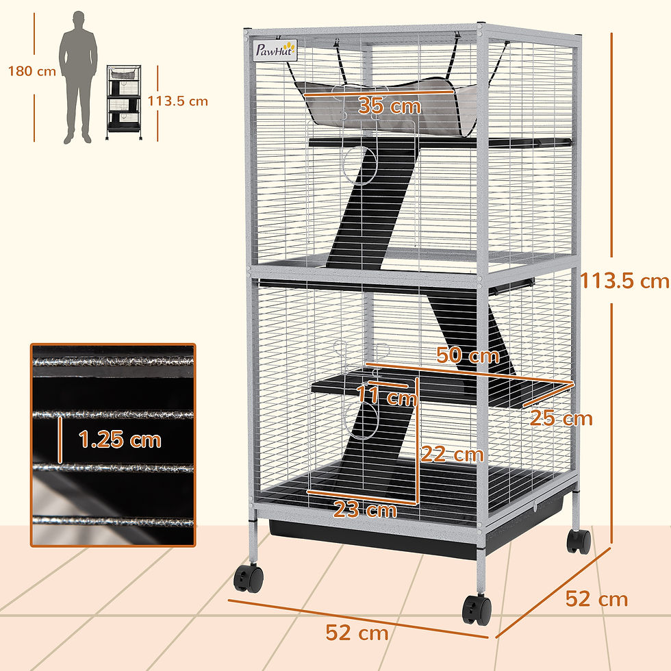 Thumbnail: Small Animal Cage Pet Play House with Wheels Platforms Light Grey