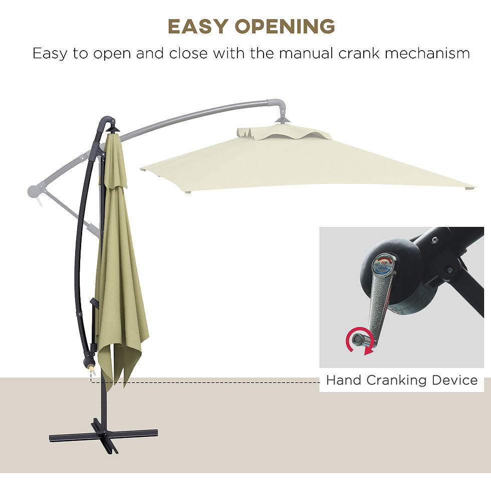 Thumbnail: 3m Square Canopy Cantilever Parasol, with Cross Base - Beige