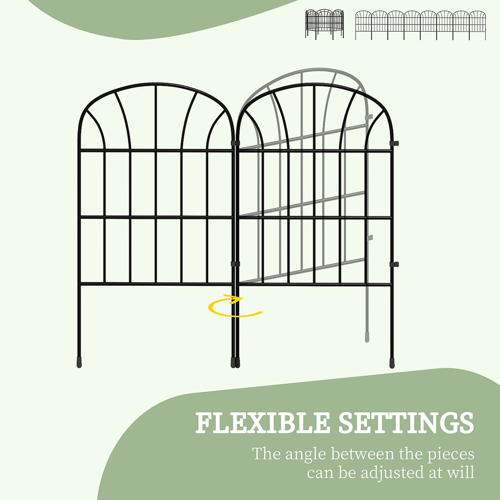 Thumbnail: Metal Decorative Outdoor Picket Fence Panels Set of 8, Black