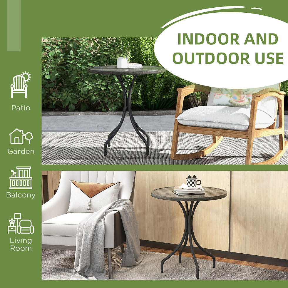 Thumbnail: Outsunny Φ66cm Galvanised Steel Garden Table - Grey