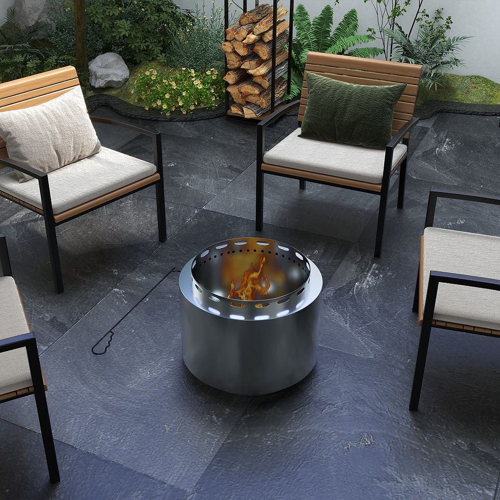 Thumbnail: Smokeless Fire Pit, 48.5cm Portable Wood Burning Firepit with Poker for Garden C