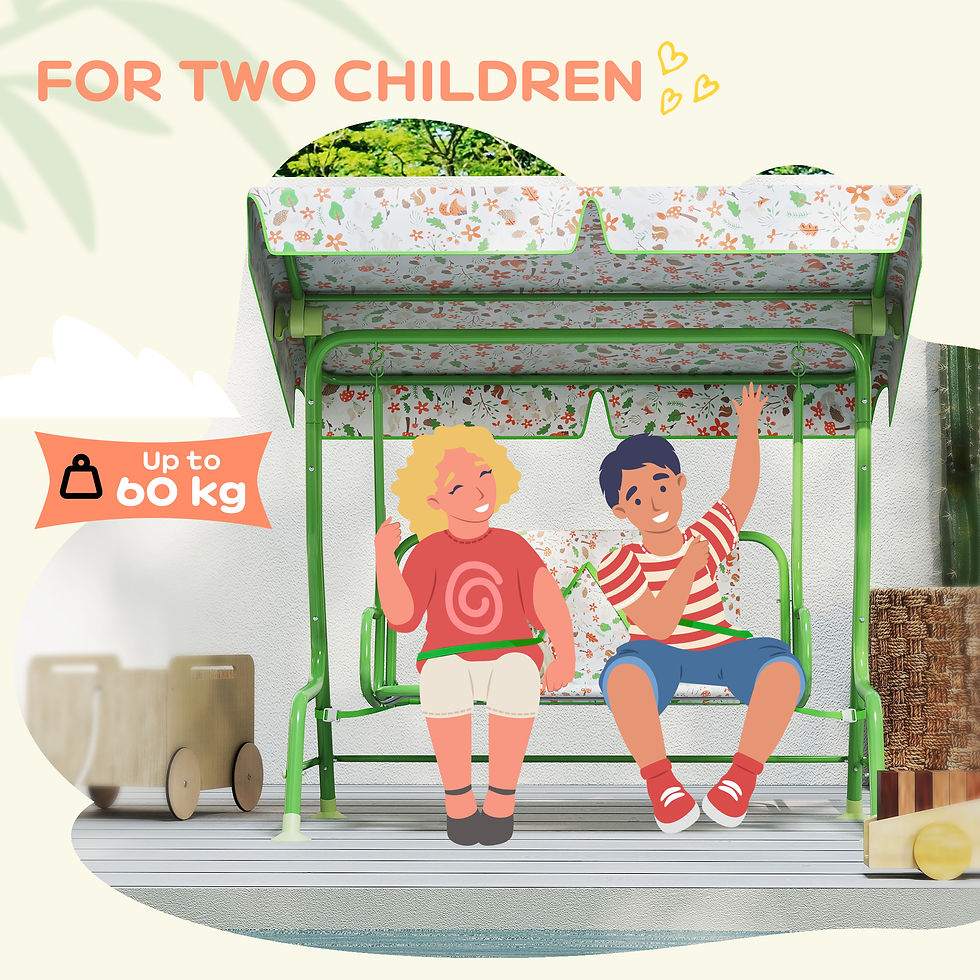 Thumbnail: Kids Garden Swing Chair with Adjustable Canopy, Safety Belt, 2 Seater Hammock Sw