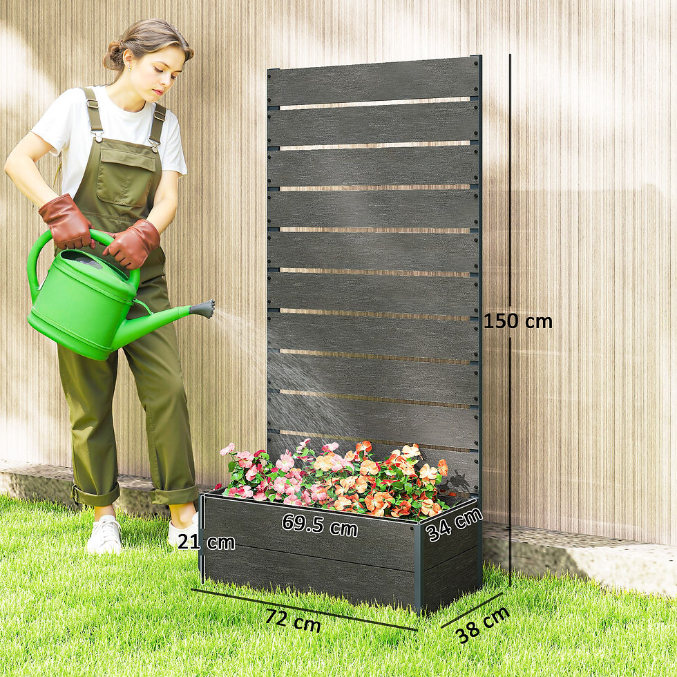 Thumbnail: 34 x 69.5cm Garden Planter Box, with Back Trellis, Grey