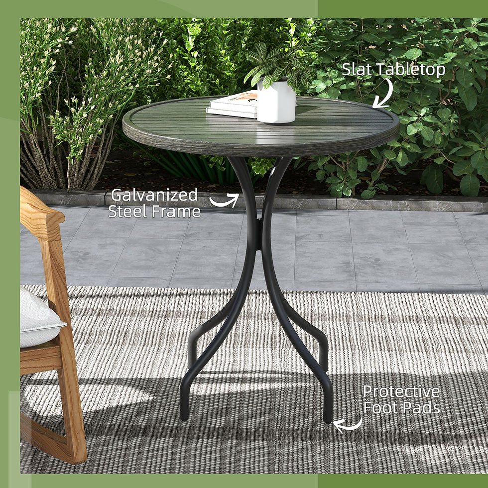 Thumbnail: Outsunny Φ66cm Galvanised Steel Garden Table - Grey