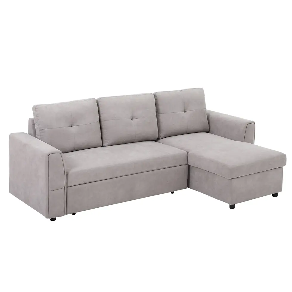 Space-Saving Light Grey Corner Sofa Bed with Under-Seat Storage: Maximizing space in modern homes with efficient storage solu