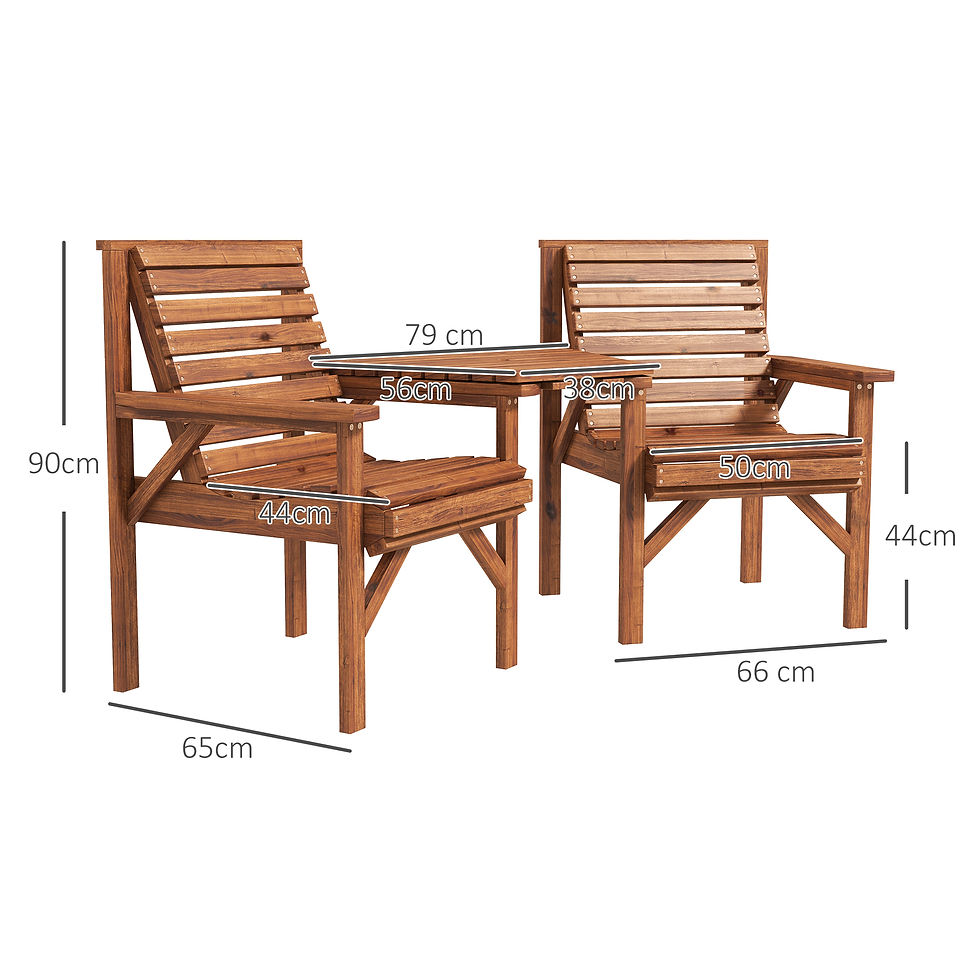 Thumbnail: Wooden Garden Love Seat w/ Coffee Table Umbrella Hole, Tan Brown