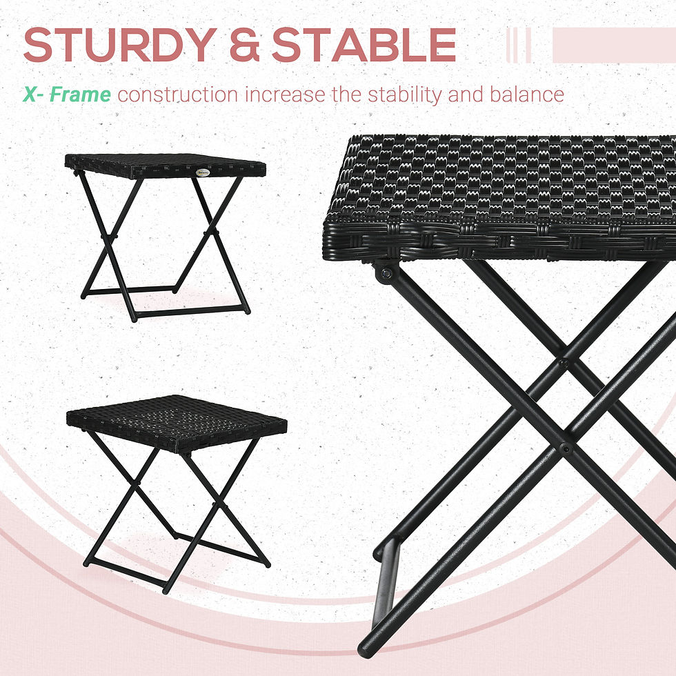 Thumbnail: Outsunny Square PE Wicker Rattan Folding Table - Black