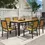 Thumbnail: Modern Dining Set w/ Table & 6 Chairs - Black Metal & Wooden Surfaces