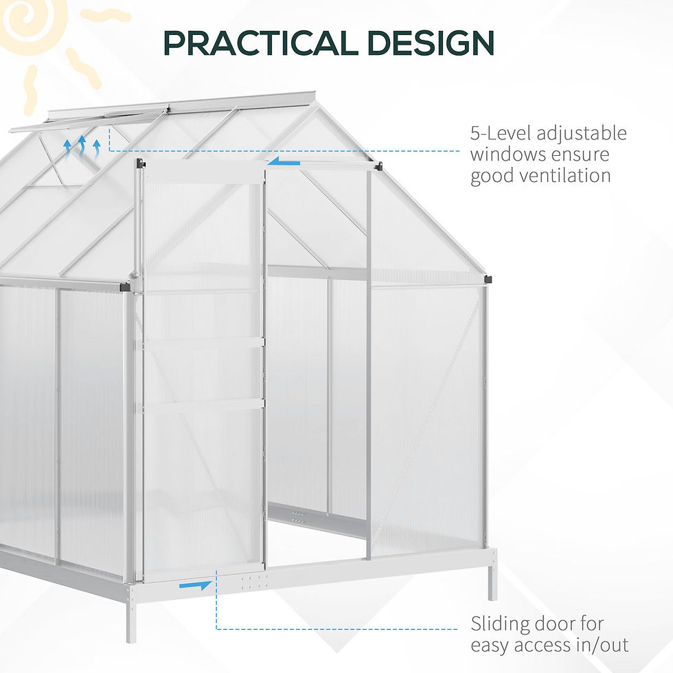 Thumbnail: Outsunny 190 x 253 cm Walk-In Polycarbonate Greenhouse - Silver-Tone