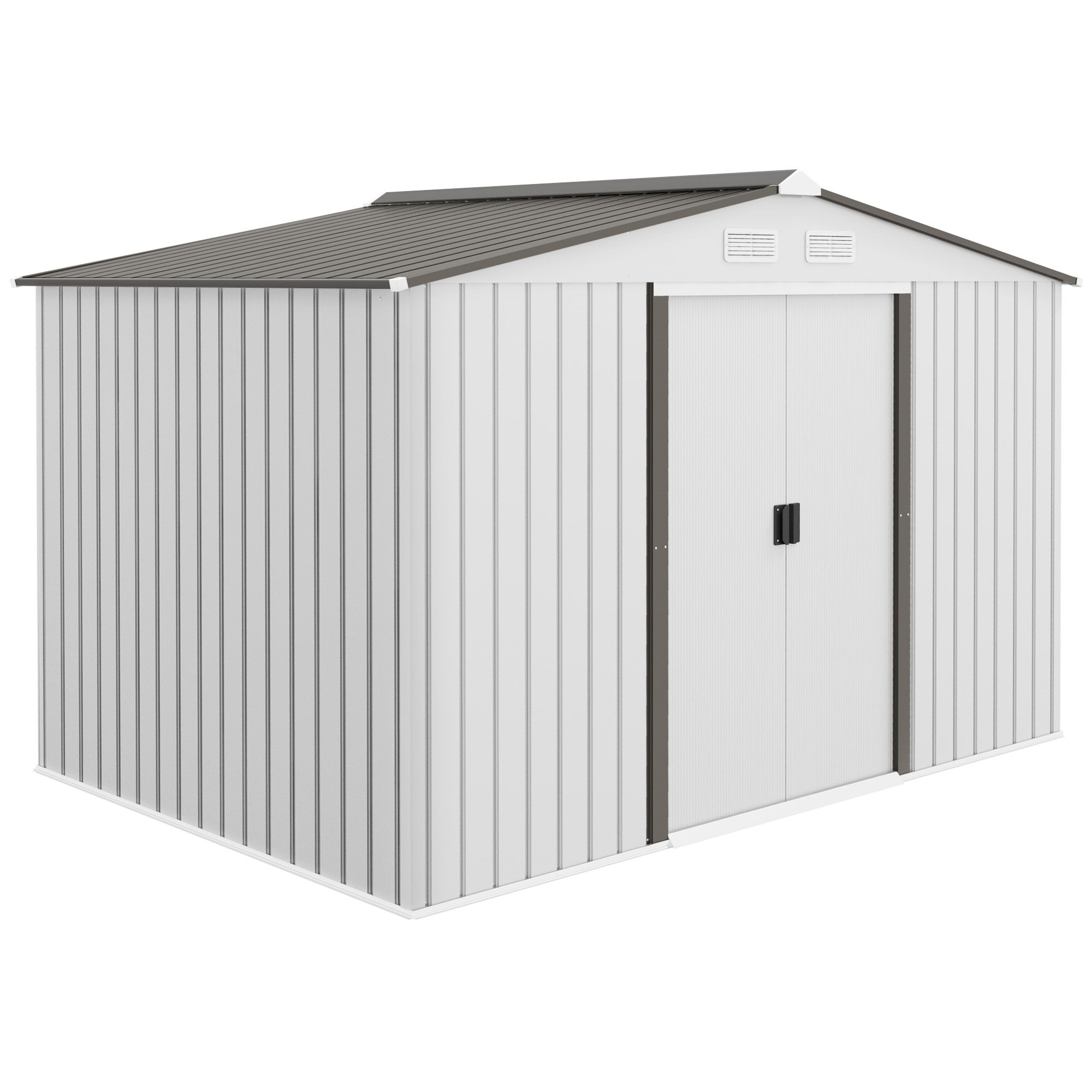 Outsunny Metal Bike Shed, Mobility Scooter Shed House with Foundation Kit,
