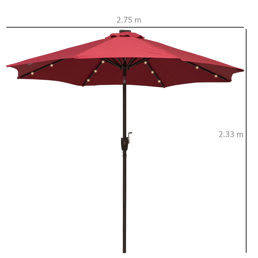 Thumbnail: Φ2.7m Garden 24 LED Light Parasol Solar Outdoor Tilt Sun Umbrella Patio Club Par