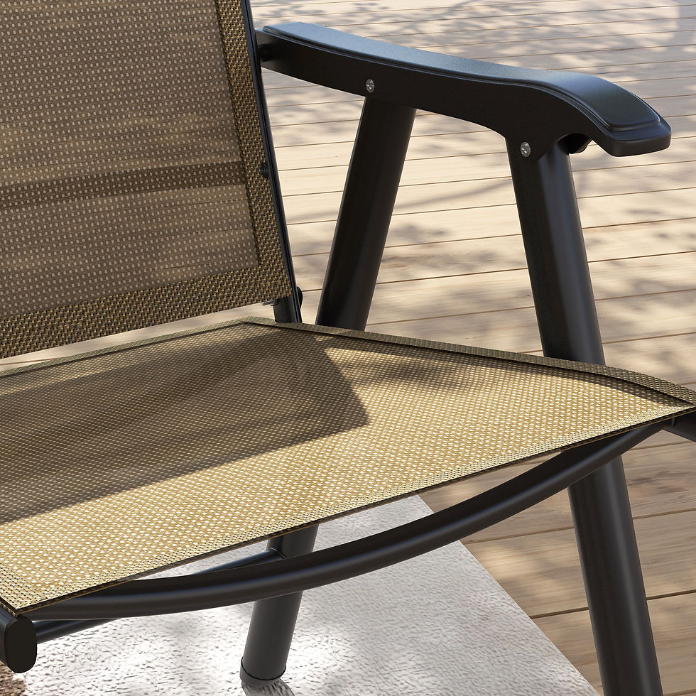 Thumbnail: Set of Four Folding Garden Chairs - Light Brown