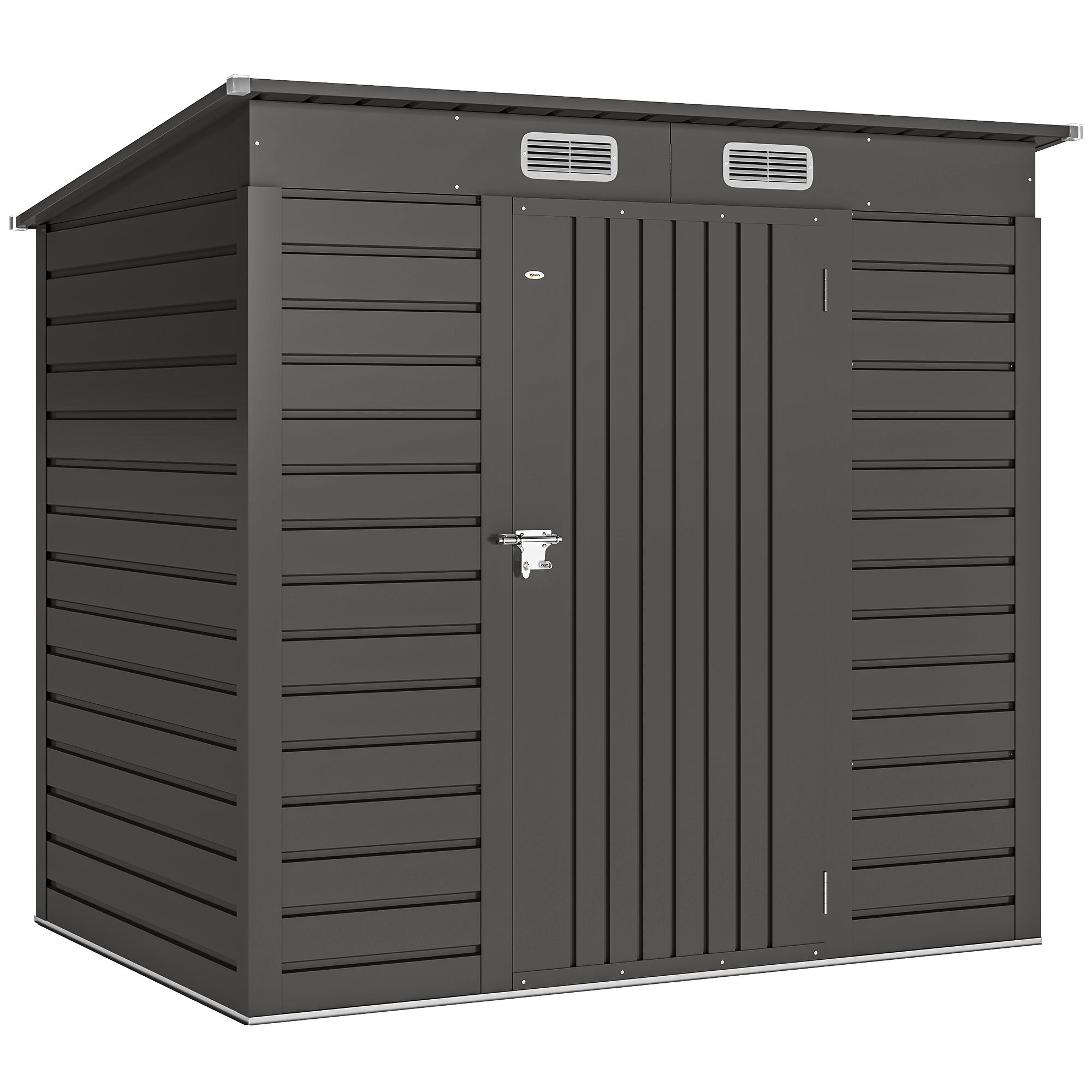 4 x 6ft Galvanised Metal Garden Shed, with Locking Door - Grey