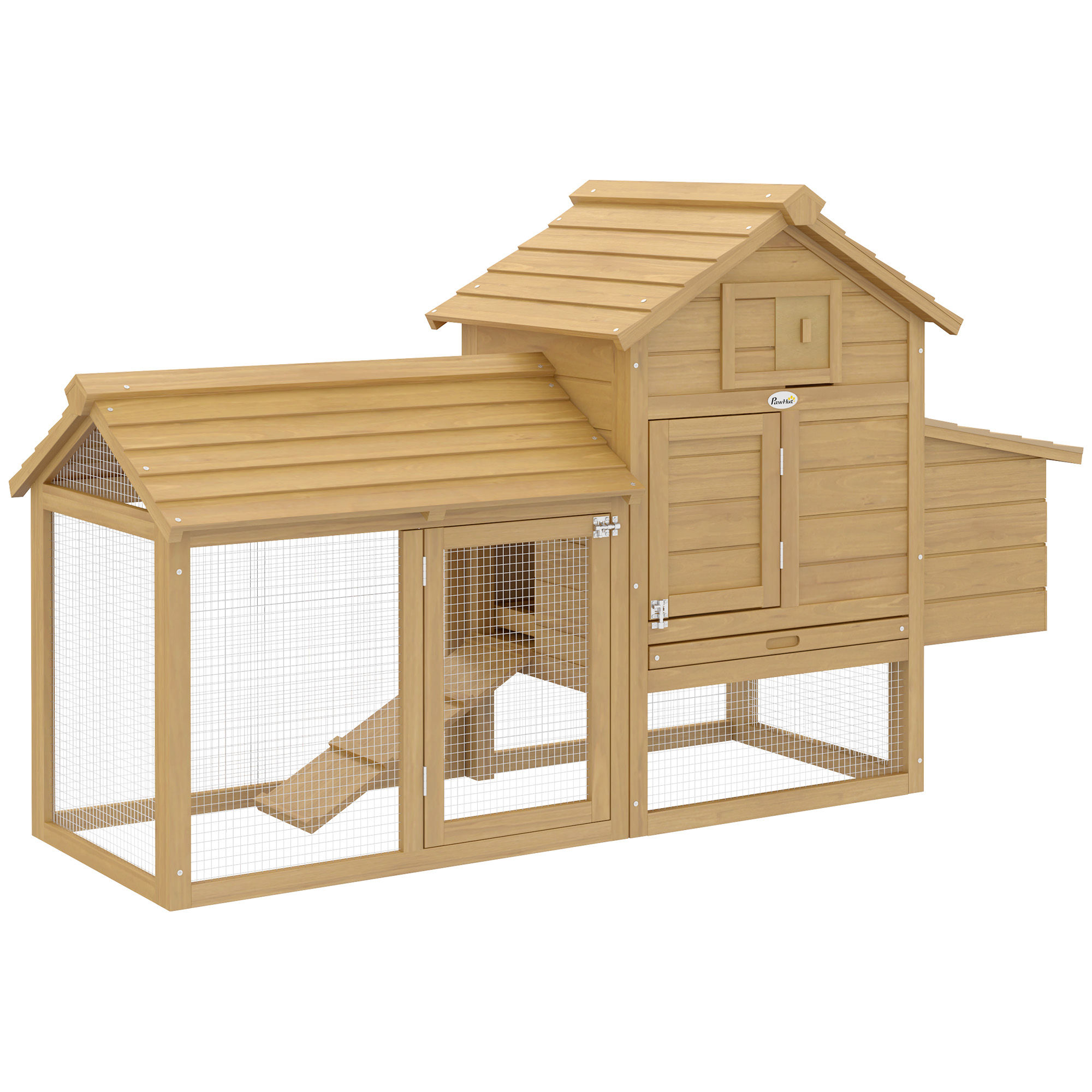 PawHut Small Chicken Coop with Run Hen House Poultry Coops Cages Nesting Box