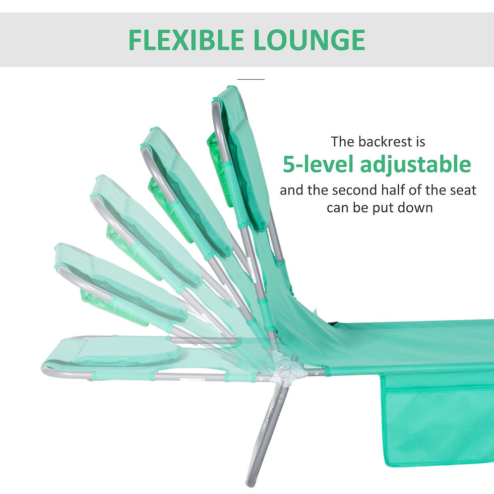 Thumbnail: Outsunny Foldable Sun Lounger with Reading Hole - Green