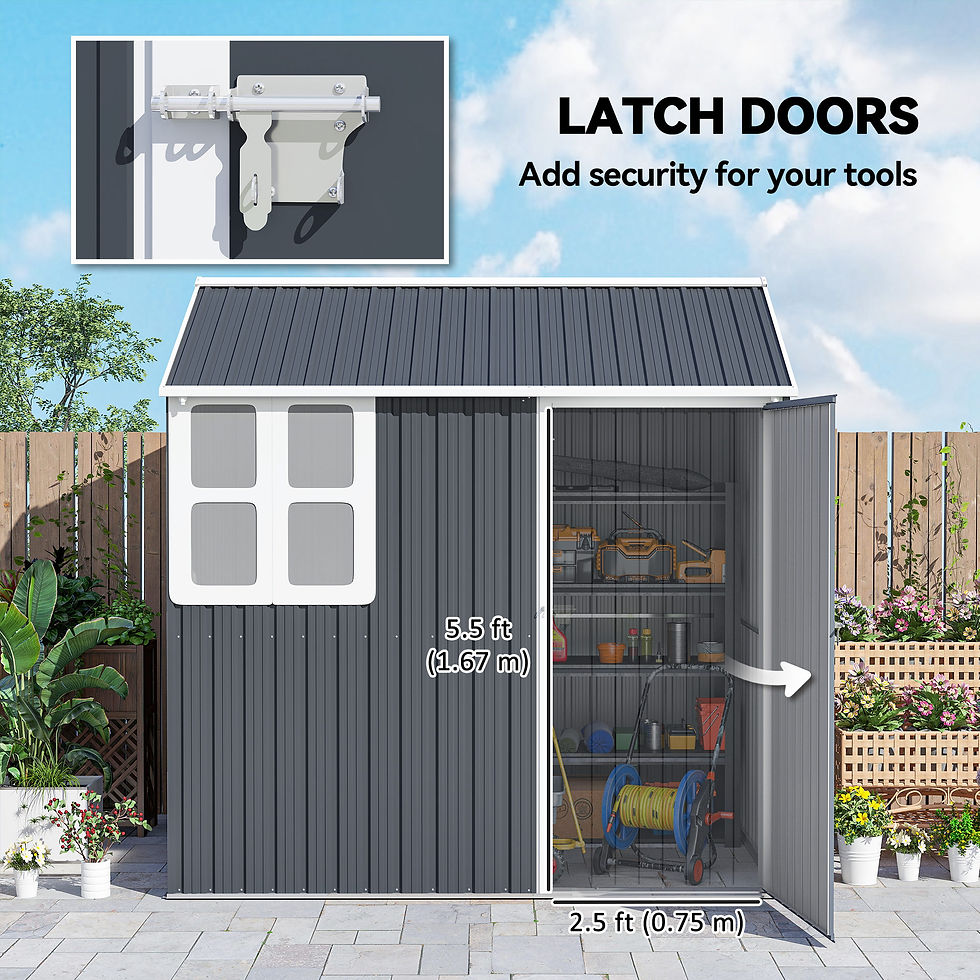 Thumbnail: 7 x 6ft Galvanised Garden Shed, with Latch - Dark Grey