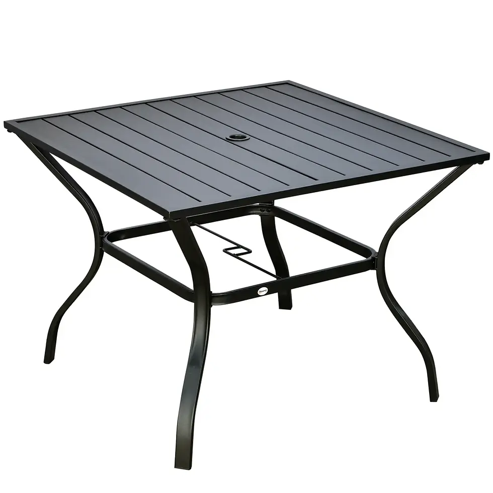 Thumbnail: Outsunny 94 x 94 cm Garden Table with Parasol Hole, Outdoor Dining Garden Table