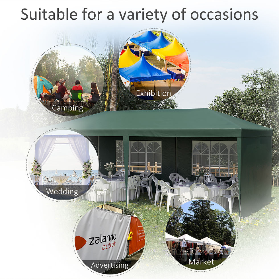 Thumbnail: 6x3 m Party Tent Gazebo Marquee Outdoor Patio Canopy Shelter with Windows and Si