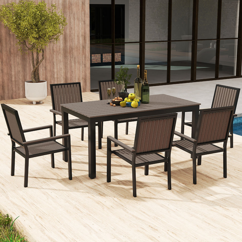 Thumbnail: 6 Seater Garden Dining Set with Stackable Chairs, Aluminium Frame, Rectangular P