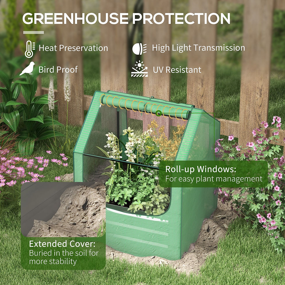 Thumbnail: Outsunny 61 x 61cm Garden Planter Bed, with Cover - Green and Silver