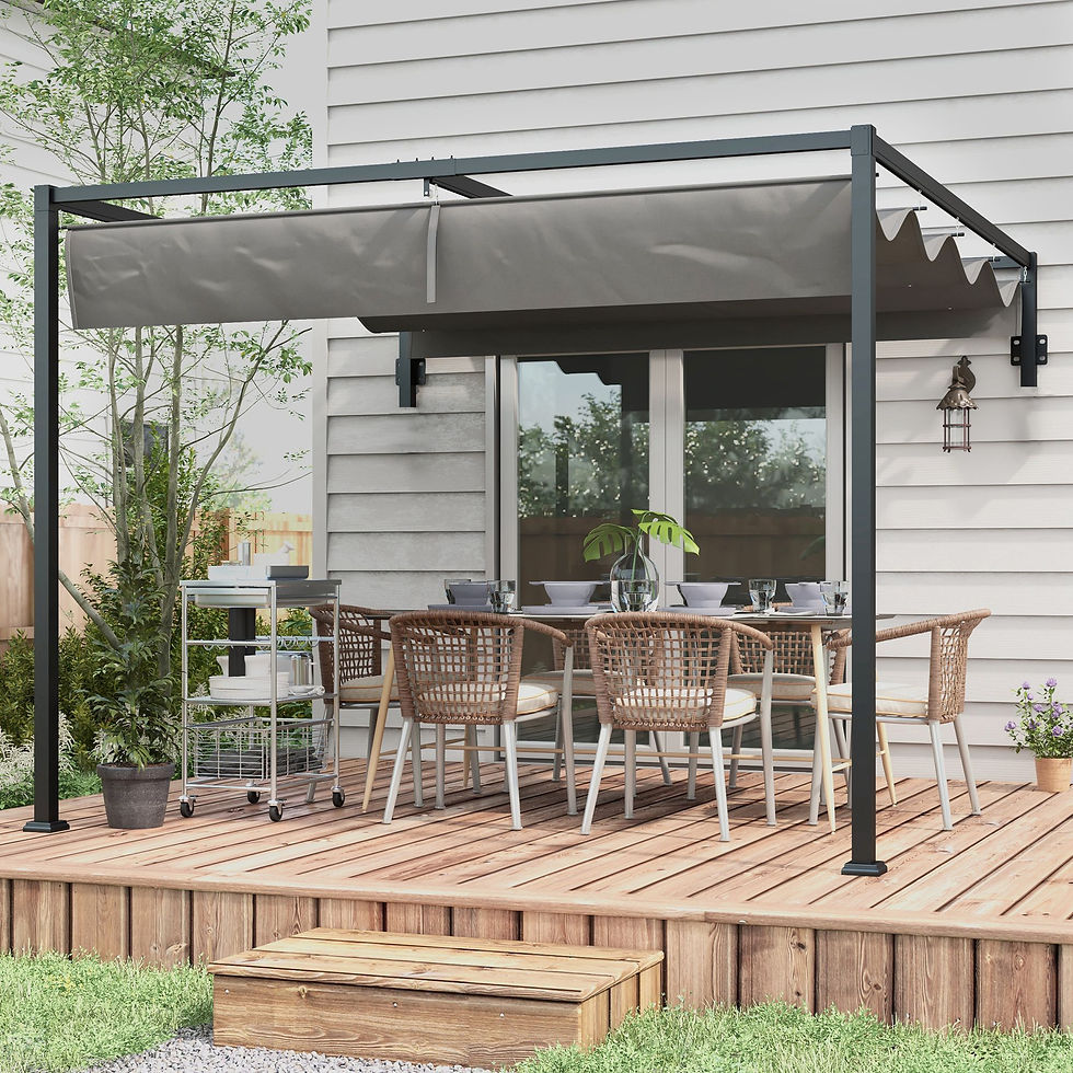 Thumbnail: Outsunny 3 x 4m Lean To Steel Pergola, with Moving Fabric Canopy - Dark Grey