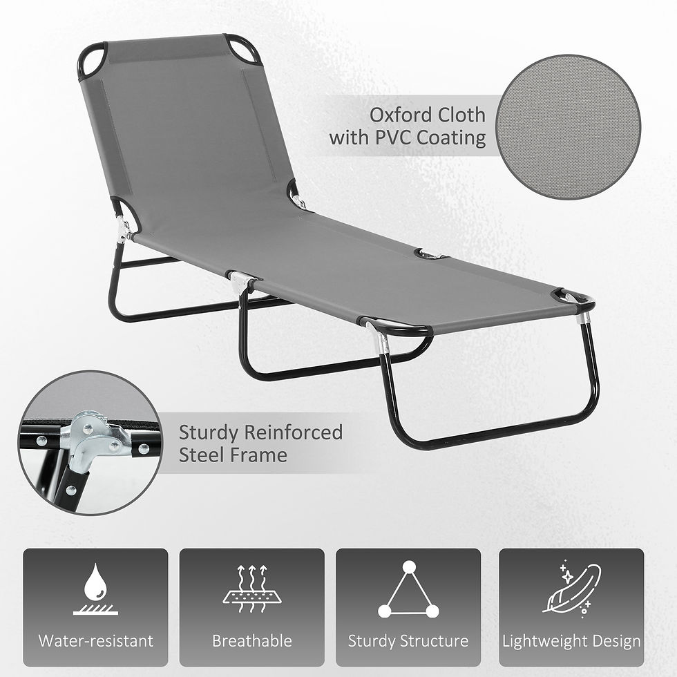 Thumbnail: Garden Sun Lounger, with Five-Position Back - Grey