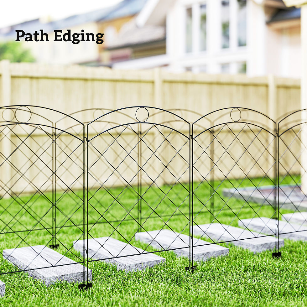 Thumbnail: Steel Decorative Outdoor Picket Fence Panels Set of 4, Black