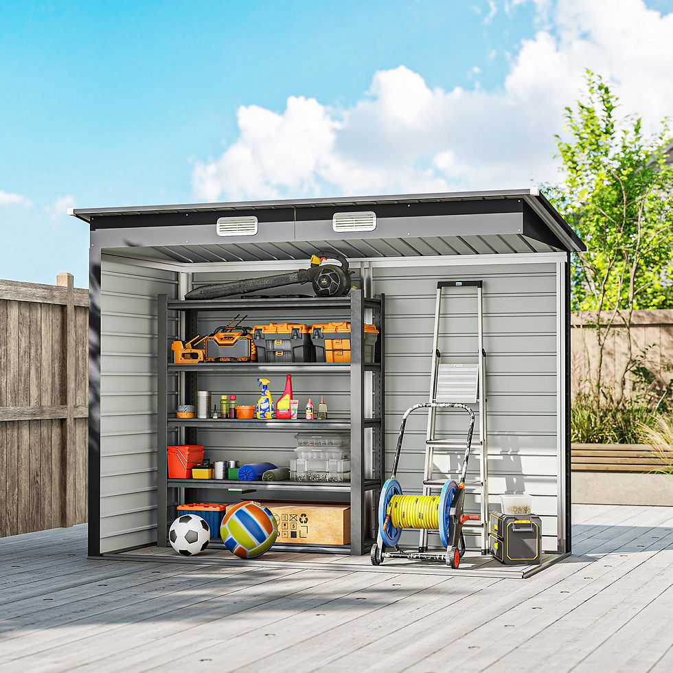 Thumbnail: 3.7 x 7.9ft Galvanised Steel Shed, with Latched Door and Padlock - Grey