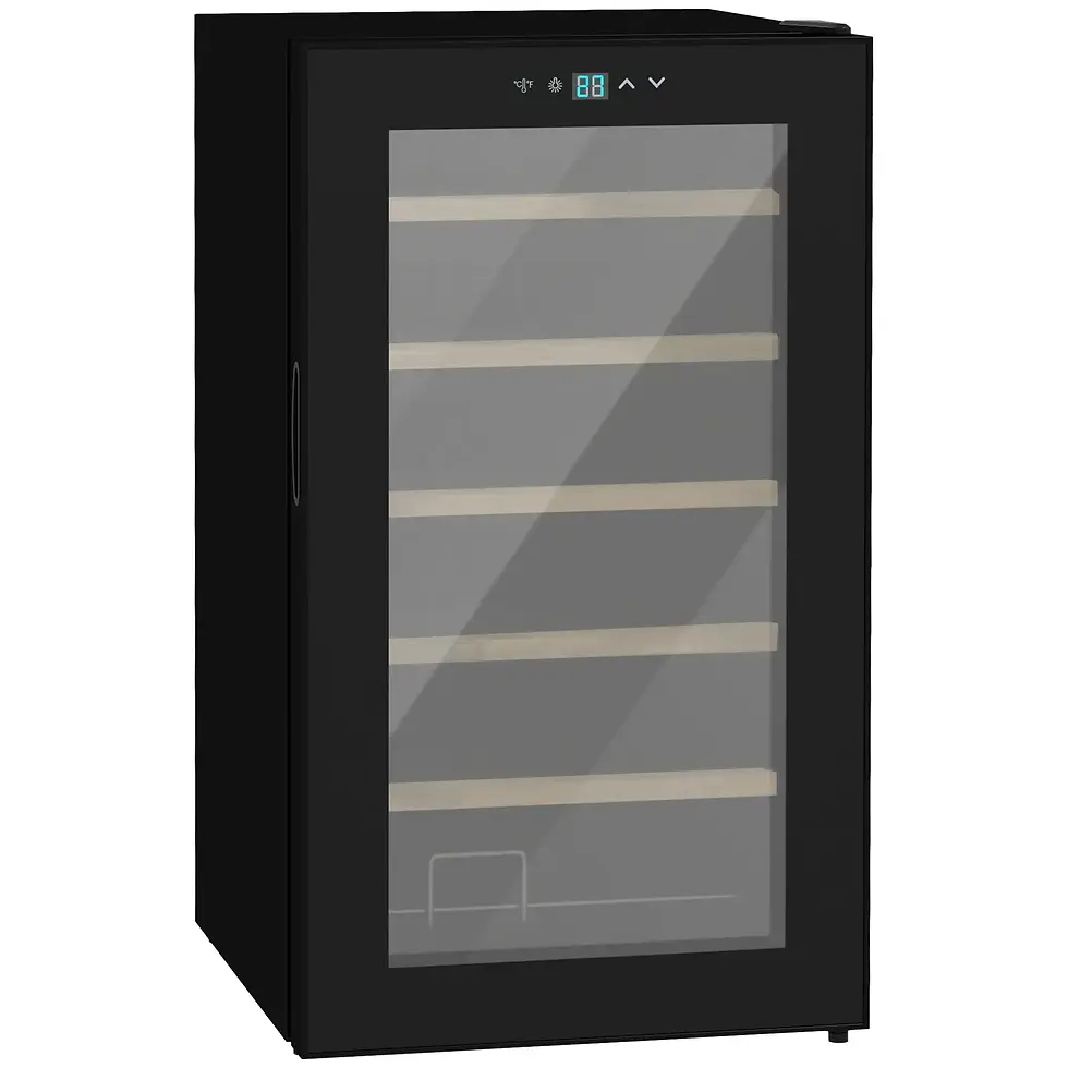 Thumbnail: HOMCOM 24 Bottles Freestanding Wine Fridge with Glass Door, 65 Litres - Black
