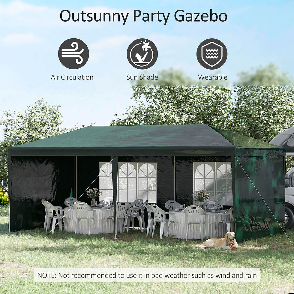 Thumbnail: 6x3 m Party Tent Gazebo Marquee Outdoor Patio Canopy Shelter with Windows and Si
