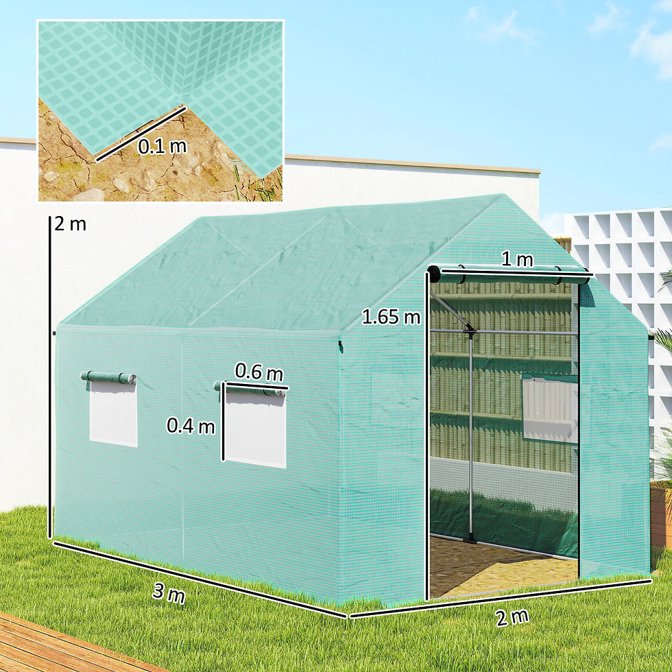 Thumbnail: Polyethylene Walk-in Polytunnel Greenhouse, 2 x 3(m), Green