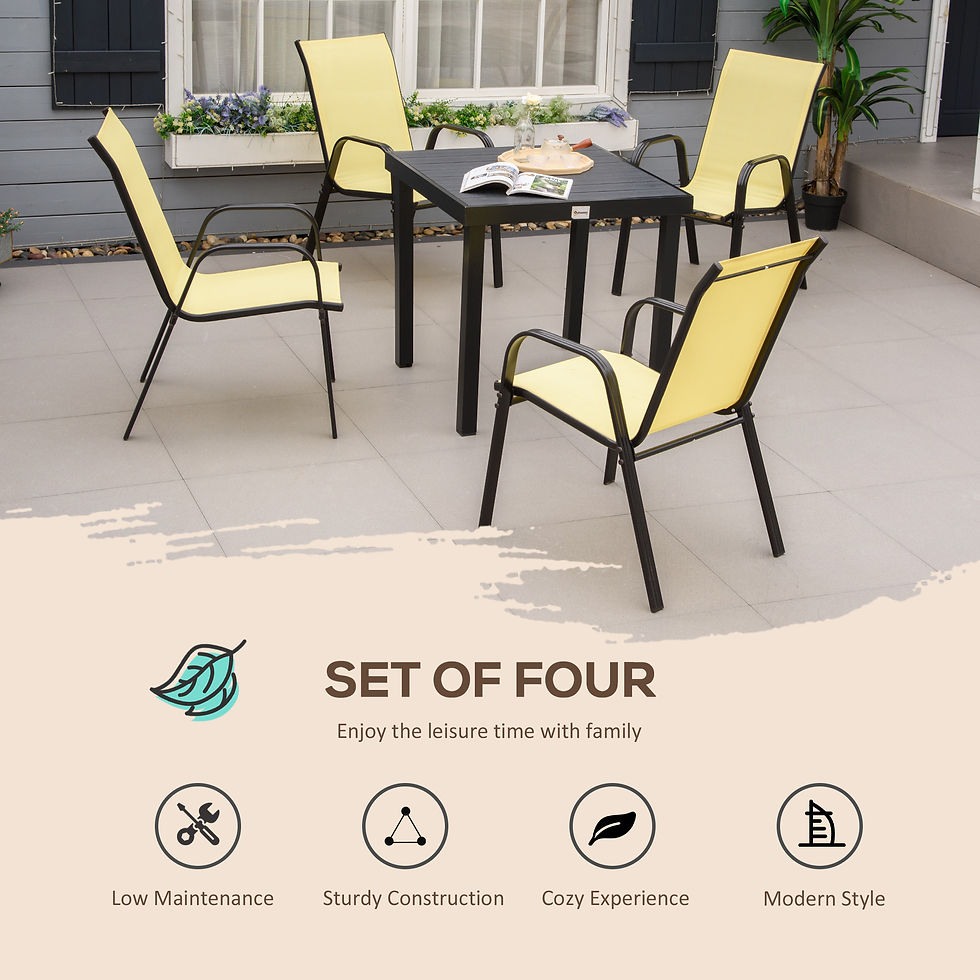 Thumbnail: Outsunny Set of Four Stackable Mesh Seat Chairs - Beige