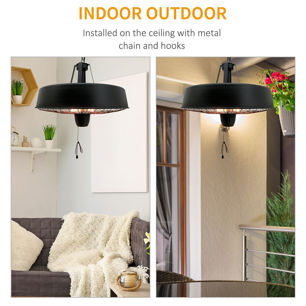 Thumbnail: Adjustable Power 1000/2500W Infrared Halogen Electric Patio Light Heater, Ceilin