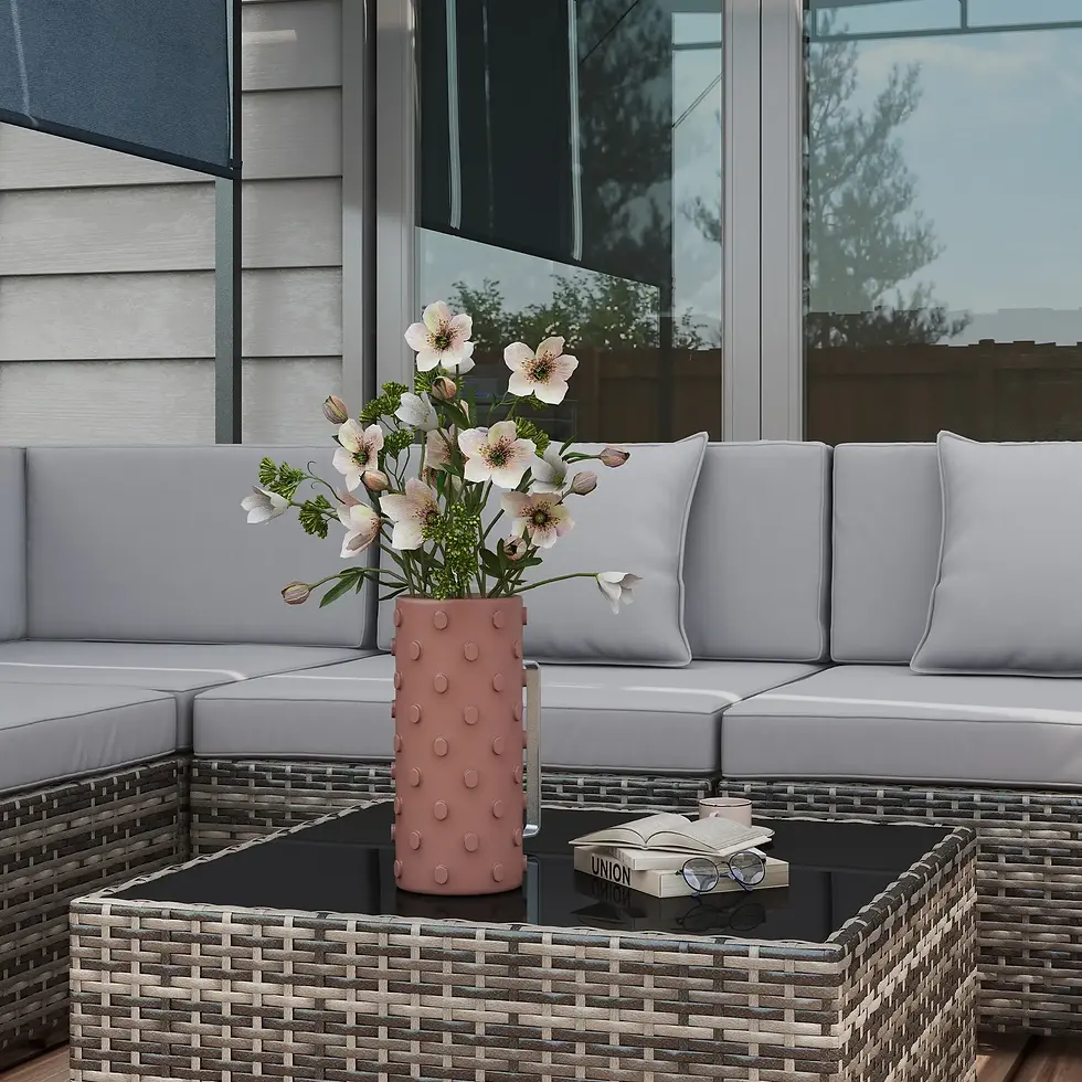Thumbnail: Outsunny Seven-Piece Rattan Garden Set, with Glass-Top Table - Mixed Grey